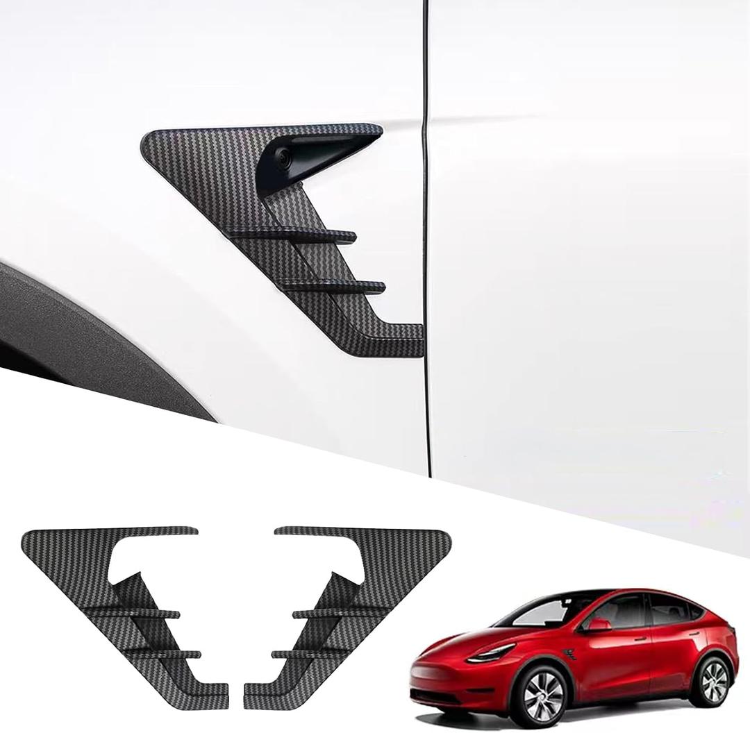 YHCDSEA for 2024 2025 2026 Tesla Model Y Juniper HW4.0 Side Camera Indicator Protection Cover Decoration Accessories fit for Tesla Model Y with HW4.0 (Matt Carbon Fiber Pattern)
