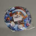 PEACHGARDEN Christmas Puppy Santa Hat Plaid Scarf Round Tin Sign Front Door Wreath Sign Wall Decoration Snowflakes Ornaments for Holiday Home Decor 8x8inch