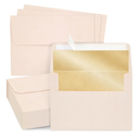 Best Paper Greetings 50 Pack Blush Pink 5x7 Envelopes for Invitations, Wedding - A7 Size with Bronze Lining and Self-Adhesive Peel and Stick Mailing Envelopes