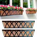 LaLaGreen Wall Hanging Planters (2 Pack, 30 Inch) Balcony Fence Planter with Coco Liner, Metal Window Planter Box Attach House Outdoor Flower Basket Plant Holder Rail Railing Deck Porch Horse Trough (30" (76cm) x 2 Pack)