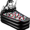 44 Inch Inflatable Grim Reaper Coffin Cooler Halloween Party Supplies 120+ Cans Large Capacity Inflatable Drink Holder for Indoor Outdoor Home Halloween Birthday Party Decorations, Black