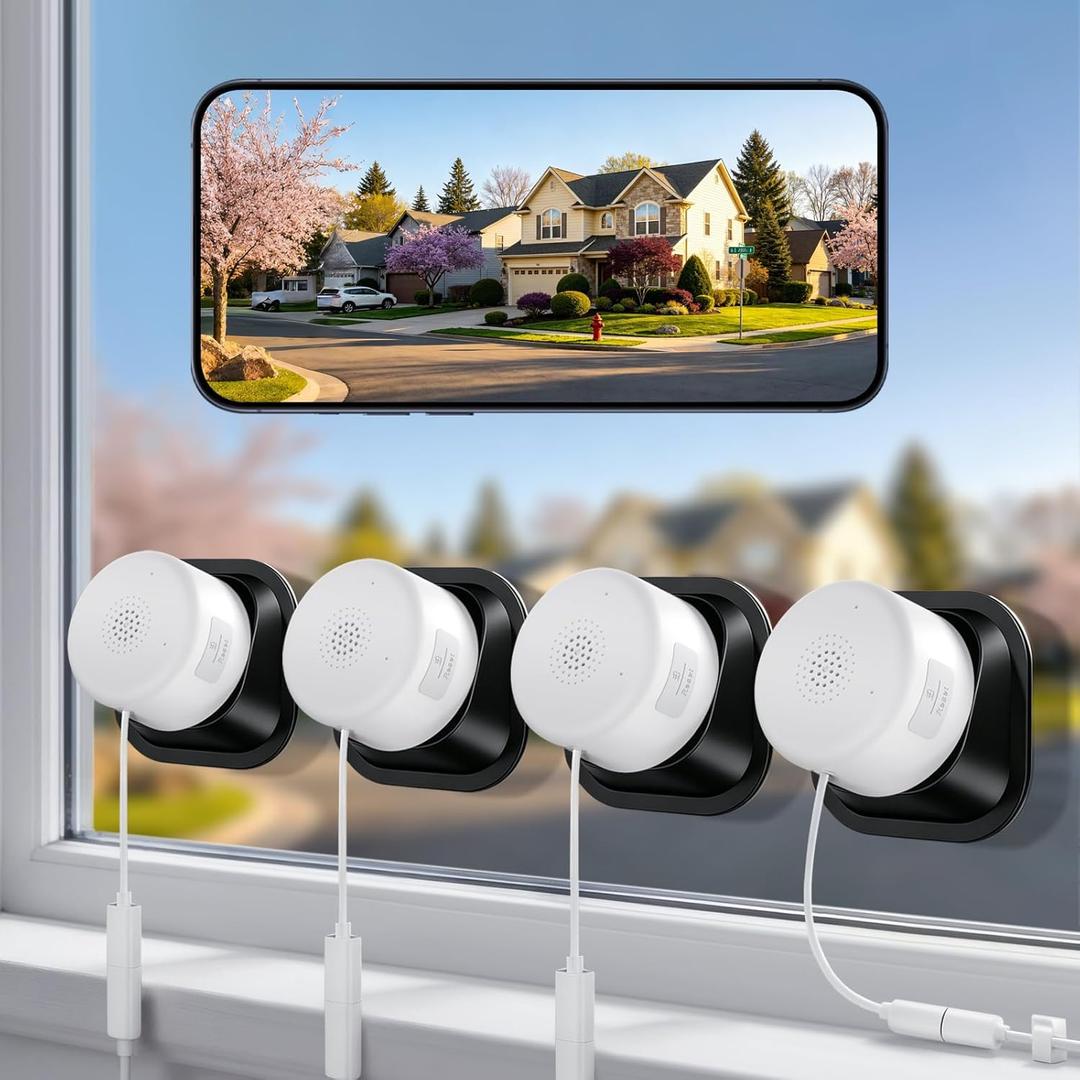 4MP/2K Window Security Camera 4Packs, No Drill 5G&2.4G WiFi Indoor Cameras for Home Security Monitoring Outdoor through Glass, Color Night Vision, 24/7 AI Human Detection, Apt. Easy Mag. Stick Install