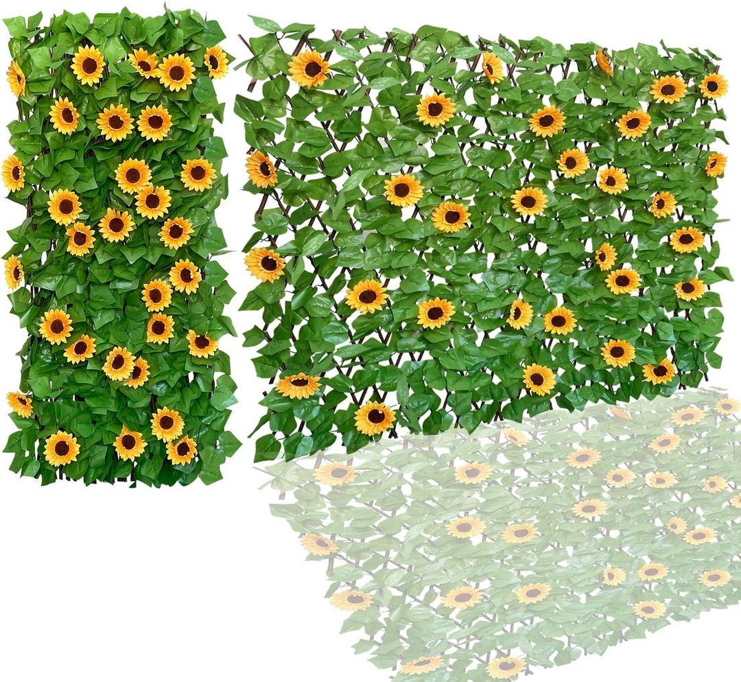 Expandable Faux Ivy Fence,Artificial Privacy Screen Decor for Outdoor Wall, Balcony and Patio, Single Sided Leaves