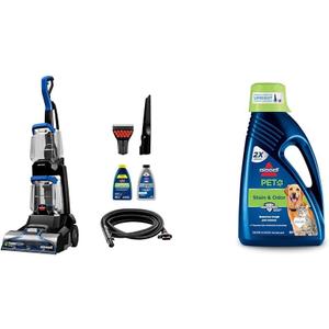 BISSELL TurboClean Pet XL Upright Carpet Cleaner, Upholstery Tough Stain Tool & Formula included, 3746 + Bissell 2X Pet Stain & Odor Full Size Machine Formula, 60 Ounces, 60-Ounce, No Color, Fl Oz