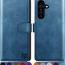 SUANPOT for Samsung Galaxy S24 5G Wallet case with RFID Blocking Credit Card Holder,Flip Book PU Leather Protective Cover Women Men for Samsung S24 Phone case Sky Blue