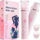 Bikini Trimmer for Women, IPX7 Waterproof, Painless Rechargeable Electric Razor Remover, 2-in-1 Facial & Pubic Hair Removal for Sensitive Skin, Portable Travel Size, Womens Gift, Pink