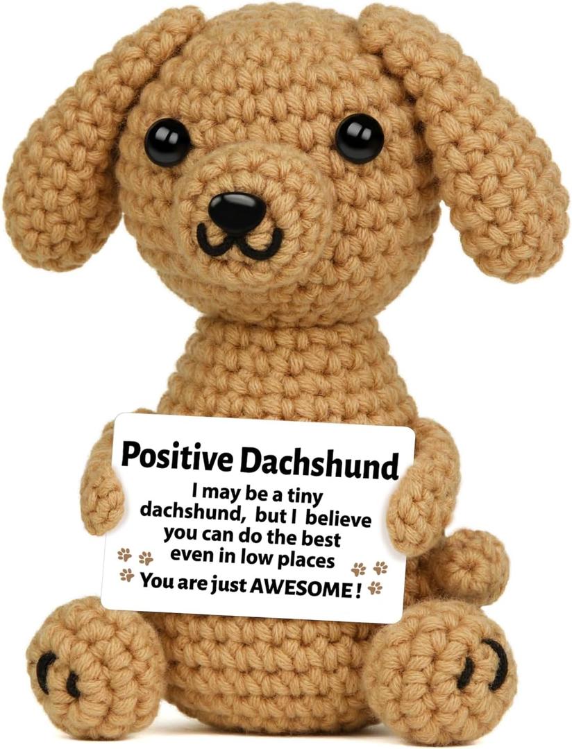 AceThrills Positive Crochet Animal, Dachshund Gifts for Women, Funny Handmade Emotional Support Best Friends Christmas Birthday Graduation Gifts for Women Men Dachshund Decor