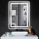 32"x24" LED Bathroom Mirror with Anti-Fog, Stepless Dimmable Lights, 3 Color Modes, Shatter-Proof Tempered Glass,Waterproof Design