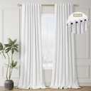 White Blackout Curtains 84 Inch Length 2 Panels Set Linen Textured Thermal Insulated Room Darkening Curtains for Bedroom Living Dining Room Back Tab Rod Pocket Modern Farmhouse Home Window Decor