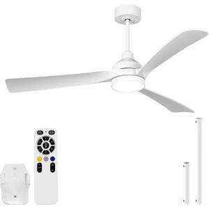 Ceiling Fans with Lights 42 Inch, Quiet 3CCT Modern LED Ceiling Fans with Remote for Bedroom, Living Room, Kitchen, 6 Speeds, Reversible DC Motor, Timer, Memory, White