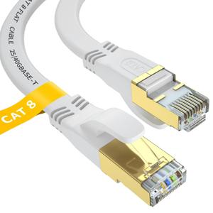 Cat 8 Ethernet Cable 6 FT, Outdoor&Indoor High Speed Heavy Duty Network LAN Internet Cable,SFTP Gold Plated RJ45 40Gbps 2000Mhz Patch Cord, for Modem/Router/Gaming,Faster Than Cat7/Cat6/Cat5-White