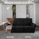 molasofa Leather Look T-Cushion Sofa Slipcovers with 3 Individual Shape Seat Covers for Home Dcor, 4 Pieces - Stretchable, Washable, Non-Pilling, Non-Slip Sofa Slipcover (Sofa, 02 Black)