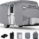 Umbrauto Fiberglass Travel Trailer Cover Fits 8'-10' Trailers, 2023 Upgraded 7 Layers Top Camper RV Cover with Windproof Strap,Adhesive Repair Patches