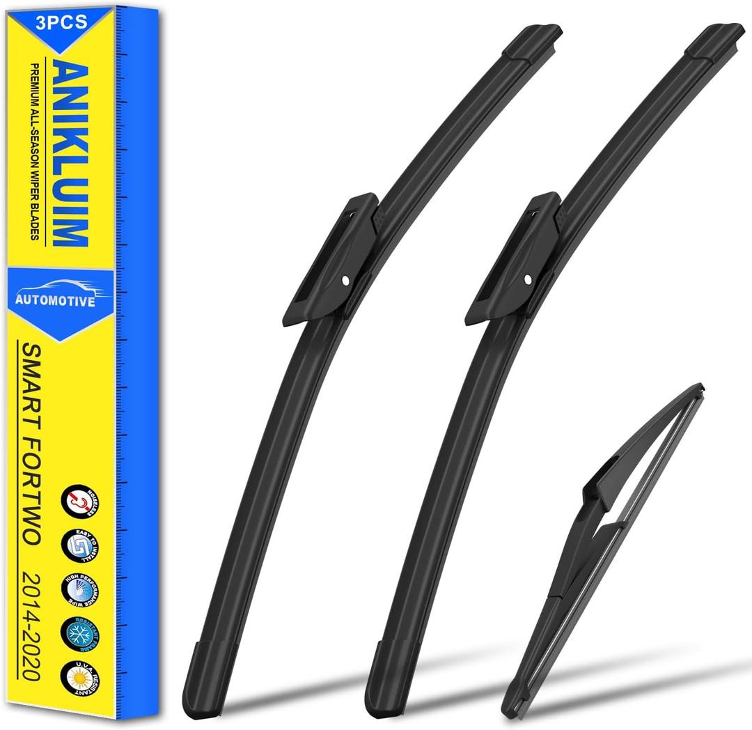 ANIKLUIM Wiper Blades for 2020-2014 Smart Fortwo Front Windshield Wipers,20 Inch+14 Inch+11 Inch,Durable and Quiet (Pack of 3)