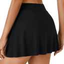 Rooscier Women's Slit Side Tennis Skirt High Waist Golf Athletic Mini Skorts (Black)