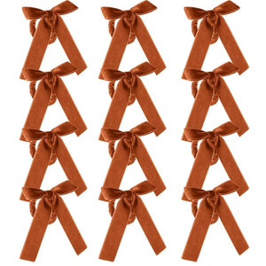 12 Pcs Camel Napkin Rings Bow Velvet Napkin Holders Buckle for Wine Bottles Valentines Candlestick Holiday Birthday Party Anniversary Dinner Wedding Dining Table Decoration