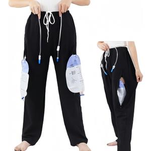 ostomy Care Underwear, Bladder, Kidney Stoma Incontinence Urine Bag postoperative Care Pants, Urine Bag Pants, Catheter Bile Drainage Bag Pants(Black,XL)