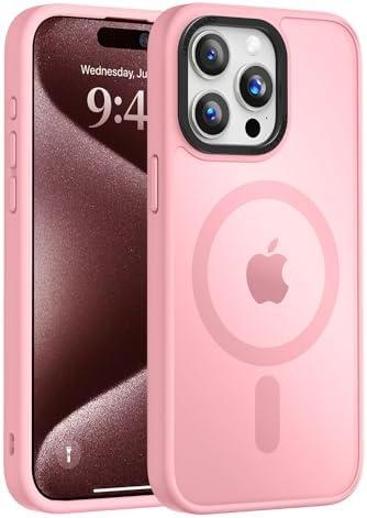 Pack Of 5 Vooii Strong Magnetic for iPhone 15 Pro Max Case, [Compatible with Magsafe] [13FT Military Grade Drop Protection] Slim Shockproof Translucent Matte Case for iPhone 15 Pro Max 6.7 inch - Pink