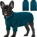 SUNFURA XS Dog Sweater, Small Dog Sweater Doggie Knitted Knitwear for Winter, Cat Pullover Christmas Sweatshirt for Yorkie Chihuahua, Warm Thick Turtleneck Clothes for Puppy, Blue, X-Small