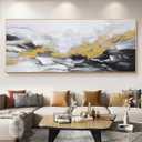 Hand Painted Abstract Living Room Canvas Wall Art,Framed 3D Modern Oil Painting for Bedroom,Large White and Black Abstract Canvas Pictures Office Decoration 24x56 inches (56L" x 24W", MD-141)