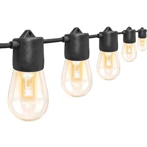 GANA 12V Low Voltage & Safe LED Outdoor String Lights,48FT 15 Shatterproof Bulbs, 2200K Warm White Pergola Lights for Your House's, Garden, Fence, Porch,Balcony,and Bistro (48FT-96CRI Style-Commercial Wire)