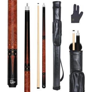 58in 2-Piece Pool Cue Stick, Sword Inlay, Canadian Maple 13mm Tip
