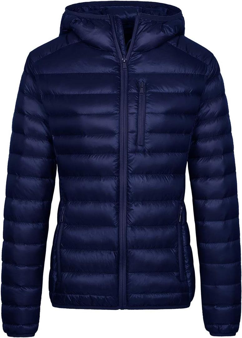 Wantdo Women's Hooded Packable Ultra Light Weight Down Jacket(Navy, Small)