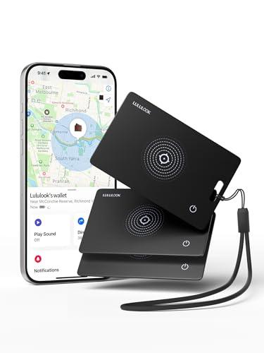 LULULOOK Wallet Tracker Card, 0.07in Ultra Slim Airtag Card Works with Apple Find My (iOS Only), Wireless Rechargeable IP68 Waterproof GPS Smartcard Tracker for Wallet Passport, 1 Pack