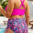 Womens Plus Size High Waisted Bikini -Twist Front Two Piece Swimsuit 2025 Tummy Control Bathing Suits with Drawstring, 14W