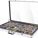 Card Display Case, Large Aluminum Trading Card Case, Tabletop Showcase for Trading Cards, Glass Trade Show Display Case with Lock for Graded Cards Jewelry Craft Collectibles - 34"x22" (Silver)