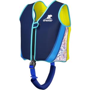 Kids Swim Vest Toddeler Floaties, Swim Floatation Jacket Training Vest for Boys Girls Age 2-9, Neoprene Swimming Aid with Adjustable Buoyancy & Safety Strap, large