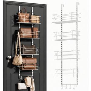 zacurter Over the Door Purse Organizer for Closet, Adjustable Metal Purse Bag Hanger Storage Rack for Door or Wall, Purses Bag Holder with Hook For Handbag,Tote