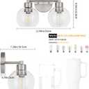 WILON 2-Light Bathroom Vanity Light, Brushed Nickel Vanity Lights for Bathroom, Modern Light Fixtures Over Mirror, Silver Sconces Wall Lamp for Living Room Bedroom Kitchen