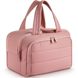 Travel Toiletry Bag:  Large Capacity, 4 Compartments, Wet/Dry Separation, Ultra-Soft Lightweight Fabric & Anti-Spill Design for Travel,Gym,Gift(11.8" L) (Raspberry Pink)