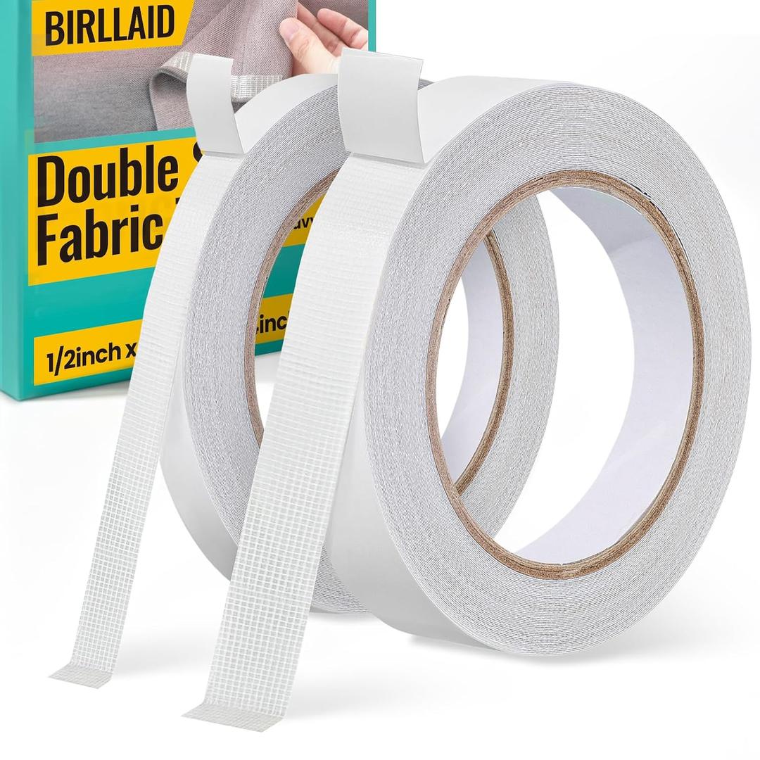 Premium Double-Sided Fabric Tape Combo Pack - 1/2 + 3/4inch x 49 FT