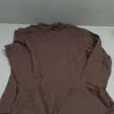 MANGOPOP Long Sleeve Mock Neck Shirts for Women Bell Sleeve Turtle Neck Tops Basic Going Out Tee Blouse (Large, Coffee)