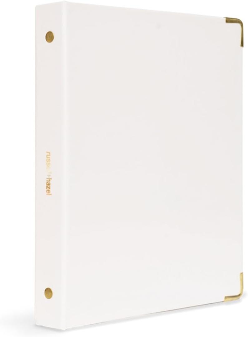 russell+hazel Patent Mini 3-Ring Binder, White, 7 x 9, 1/2" Rings