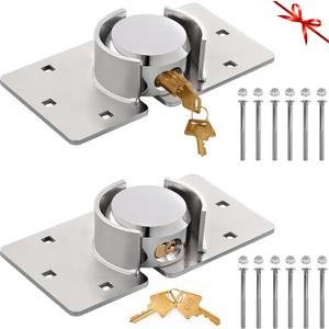 2 Pack Van Door Lock, 73MM Heavy Duty Solid Steel Hidden Shackle Padlock and Hasp Set Keyed Different, with 4pcs Keys and 80mm Screws for Vans, Trucks, Gates, Trailer