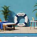 Vercraft 2 Pcs Lifebuoy Wall Hanging Decor Large Life Preserver Ring Decorative Welcome Aboard Mediterranean Style Decoration Nautical Pool Safety Ring