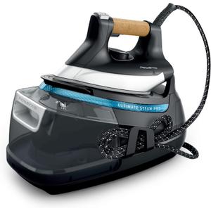 Rowenta, Iron, Ultimate Steam Pro Stainless Steel Soleplate Professional Steam Station for Clothes, 1800 Watts, 1.3L Removable Tank, Boiler Technology, Fast Heat Up, Black Clothes Iron, DG8668 (60 Minute Run Time)