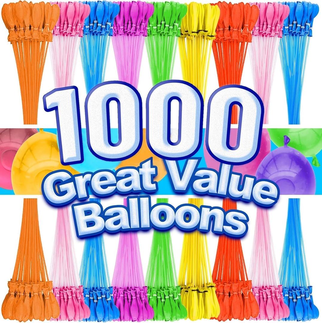 Water Balloons 1000 Pack, Water Balloons Quick Fill for Kids Girls Boys, Swimming Pool Outdoor Used for Water Fight Game, Summer Fun Party Toys