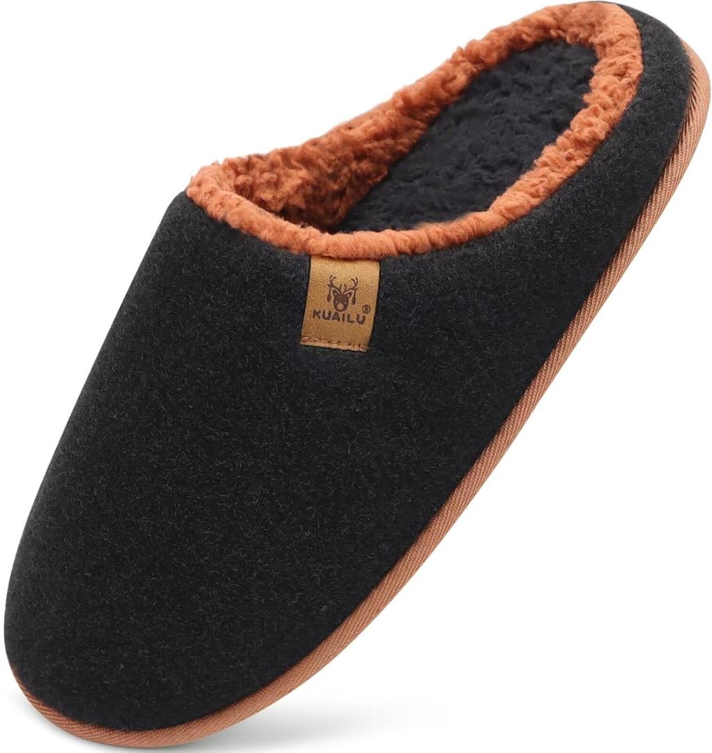KuaiLu Mens House Memory Foam Slippers with Comfortable Warm Plush Lining | Casual Slip On Lightweight Bedroom Pantuflas，Cushion Orthopedic Arch Support Walking Outdoor Garden Footwear US7-15