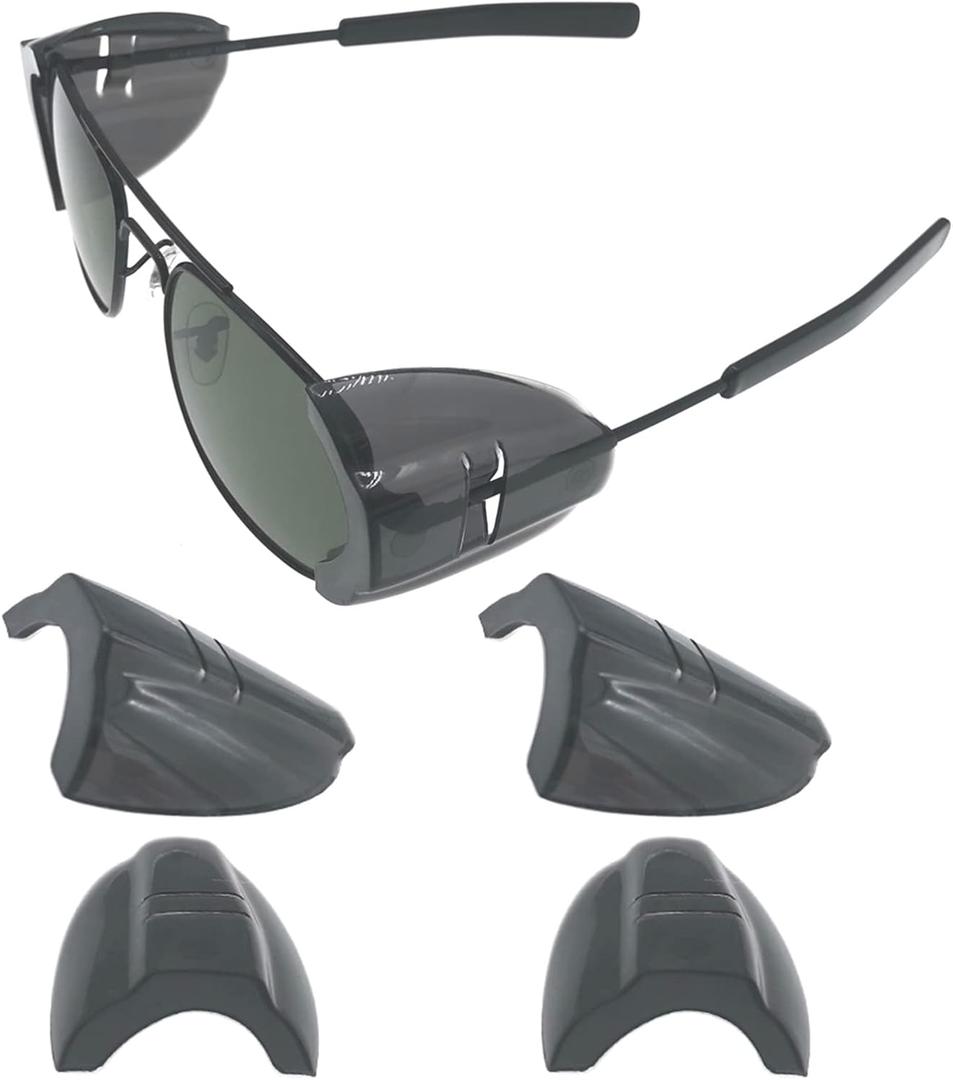 4 Pairs Safety Glasses Side Shields, Slip on Side Shields,Fits Medium to Large Eyeglasses Frames(Black,Large)