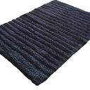 AJS Living Cotton Ribbed/ Stockinette Stitch Design Anti Slip Bath Mat Rug for Living Room/ Home Entrances Bathmat, Black, 72 x 50 cm