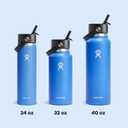 Hydro Flask Water Bottle - Insulated Stainless Steel - Wide Straw Lid, Non Spill, Leakproof in 32 Oz Cascade Blue