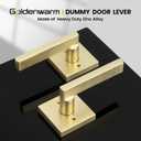 goldenwarm Gold Dummy Door Handles, No-Turning Brushed Brass Door Dummy Levers, Brushed Gold Dummy Handle2 Pack