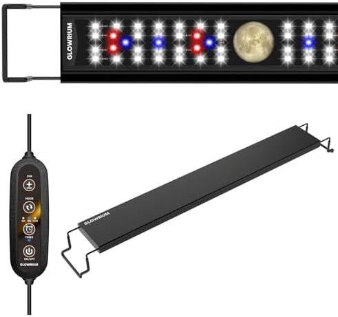 GLOWRIUM Aquarium Light, LED Fish Tank Light with Timer, Full Spectrum Freshwater Planted Aquarium Grow Lights with Moon Lights, Brightness Adjustable, Daylight/Moonlight Mode, Auto On/Off (12-17 in)