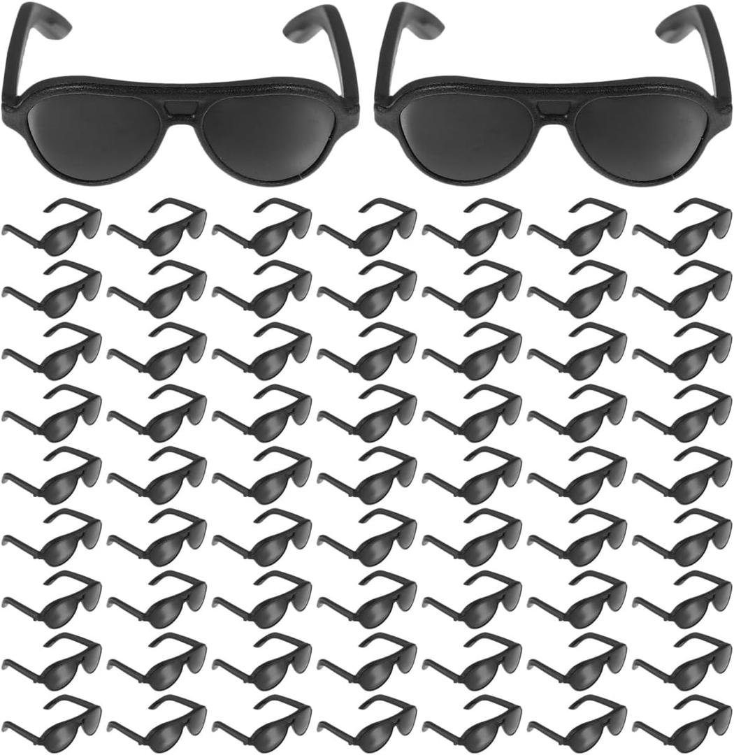 120pcs Mini Doll Sunglasses, Black Plastic Dollhouse Accessories for DIY Decoration, Kids Play House Toys, for Doll Dress-up and Parent-Child Interaction, 1.18 X 1.02 X 0.39 Inches