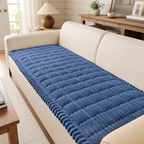 decorUhome Fuzzy Pet Couch Cover for Dogs, Non-Slip Sofa Covers for Armchair, Soft Thick Furniture Couch Protector for Recliner, Washable Sofa Slipcovers, Navy Blue, 27.6" x 47"