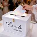 Extra Large Card Box with Lock & Slot, Elegant White Wedding Card for Reception Money Gift Envelope Cards, Spacious Gift Cards Holder Box for Party Graduation Baby Bridal Shower Table Decor